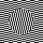 black and white checked circle over checkerboard square ouchi illusion