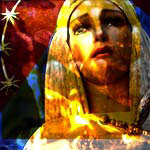 sad mary woman lady orange color triad queen crying stars