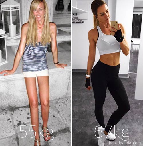 boredpanda skinny pegleg lady 12kg gained in 3 years before and after exercise program