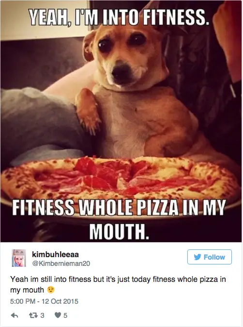 kimbuhleeaa @kimbernieman20 fitness pizza meme exercise tweet