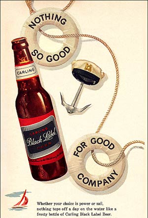 carling black label beer ad sailing 1955
