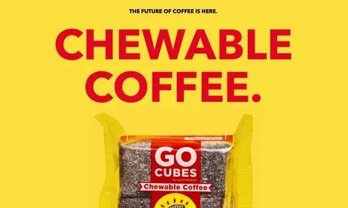 gocubes by nootrobox chewable coffee main page product screenshot with header