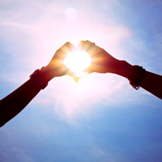 hands together sun sky heart