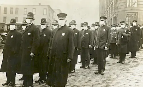 coronavirus second wave seattle police facemasks 1918