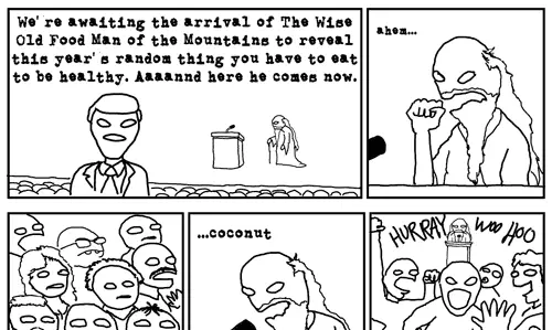 ubertool comic 150 the wise old food man of the mountains tells us what random thing to eat this year