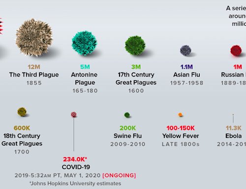 coronavirus cases and deaths infographic visual capitalist